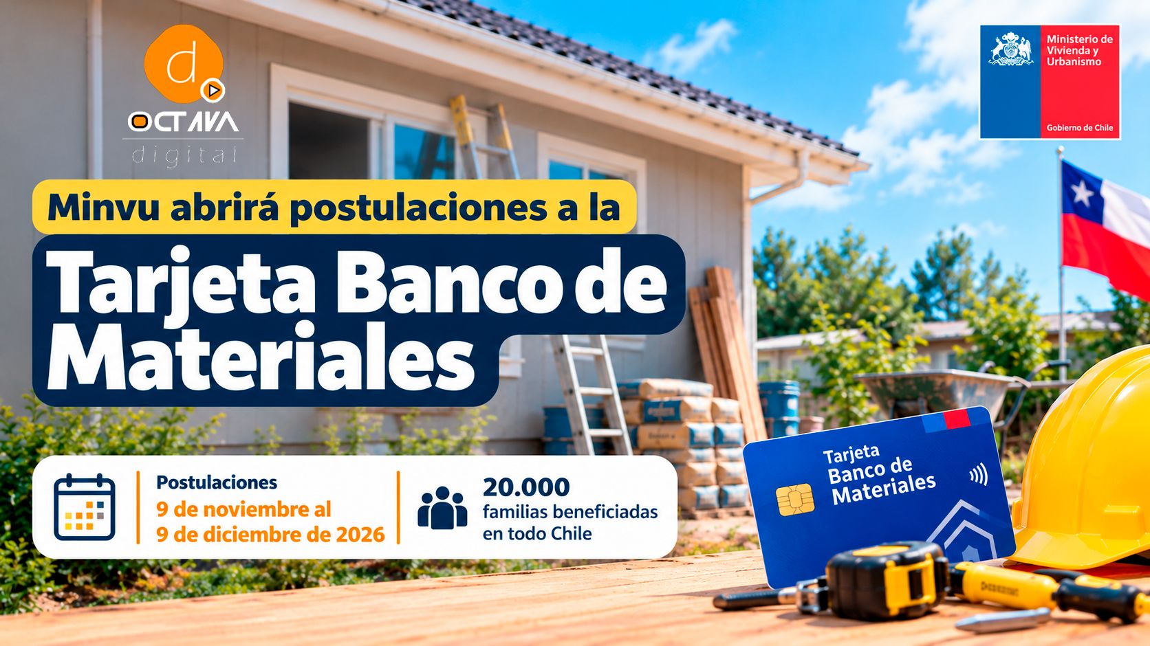 Minvu abrirá postulaciones a la Tarjeta Banco de Materiales